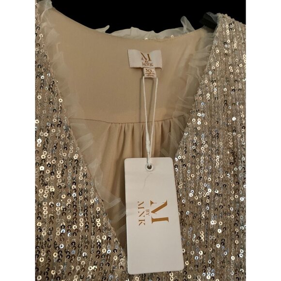 M By MNK Sequin Baby Doll Dress V Neck Women's Size XL - New With Tag - Picture 3 of 3